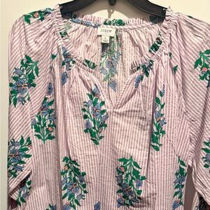 J. Crew Women's Striped Floral Blouse - Purple and Green